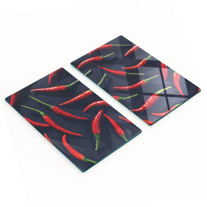 Decoratieve glazen snijplanken voor chilipepers 2x30x52 cm