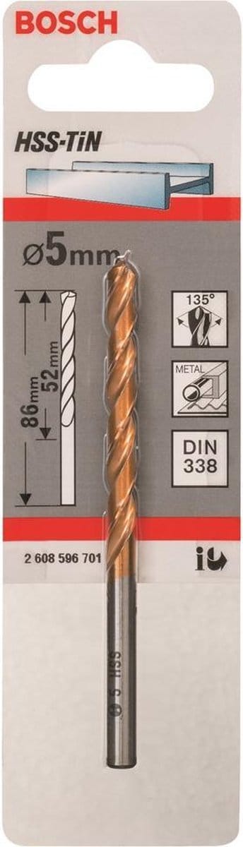 Bosch - Metaalboren HSS-TiN, DIN 338 5 x 52 x 86 mm