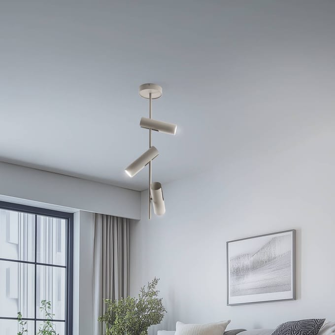 SIGMA Plafondspot Leda 3, taupe, 3-lamps, staal, GU10, hoogte 76 cm