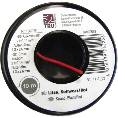 TRU COMPONENTS 1567052 Draad 2 x 0.14 mm² Bruin, Geel 50 m