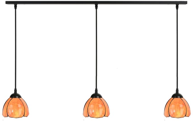 3 x Tiffany Tulipa lampen aan plafondbalk - Art Deco Trade