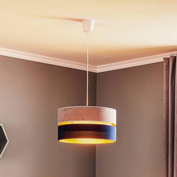 Duolla Hanglamp Duo marineblauw/grijs/goud Ø40cm 1-lichts