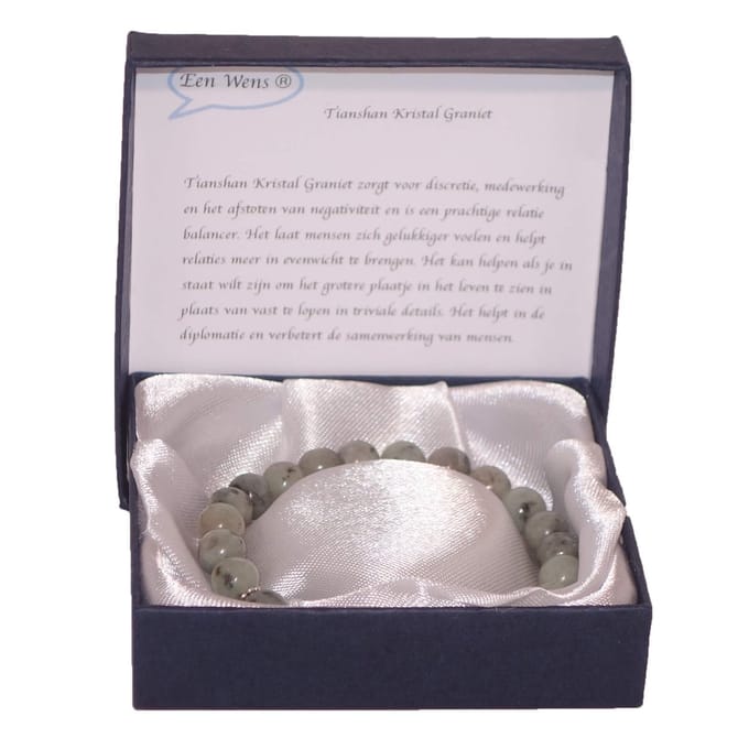 Halfedelstenen Armband in Geschenkdoos Tianshan Kristal Graniet / Kiwi Jaspis