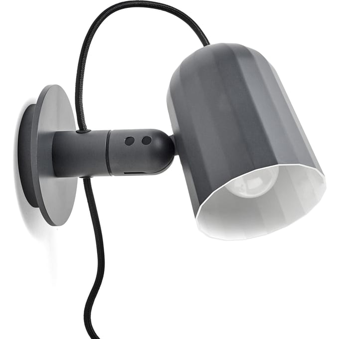 HAY wandlamp Noc Wall, donkergrijs, metaal, stekker, E14