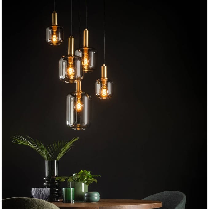 Lucide Hanglamp Joanet - Gerookt Glas - 66cm - 5xe27