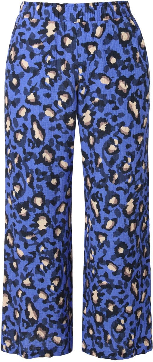 Studio Untold - Dames - Broek wijde pijpen mousseline color leo - Saffier - Maat 54