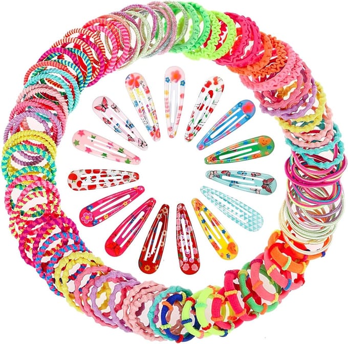 Complete Set van 130 Haaraccessoires met Elastische Haarbanden en Haarspelden voor Meisjes en Kinderen