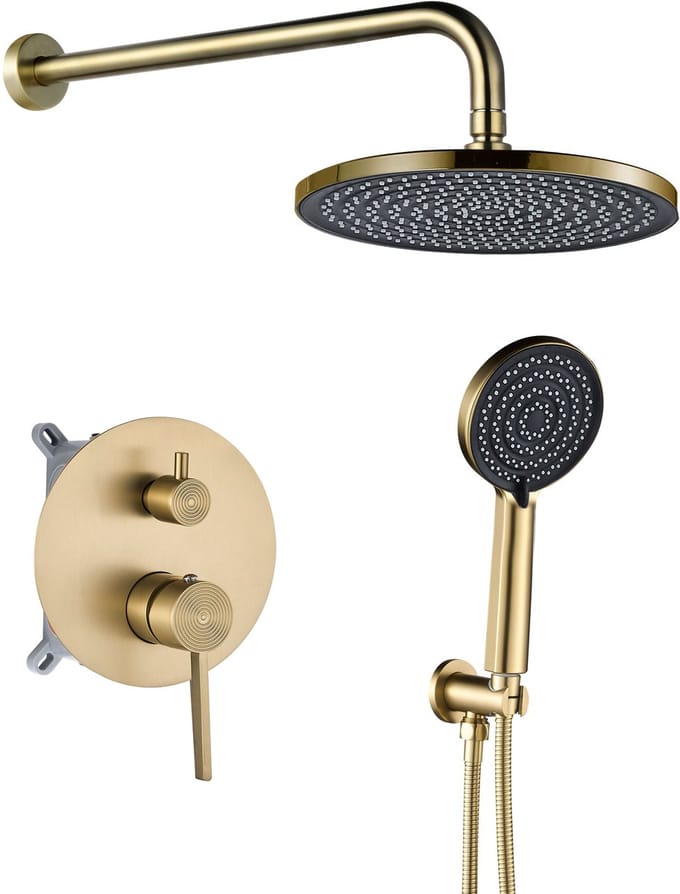 Rea Foster +Box - Inbouwdoucheset - Geborsteld Goud - 25X25X150Cm