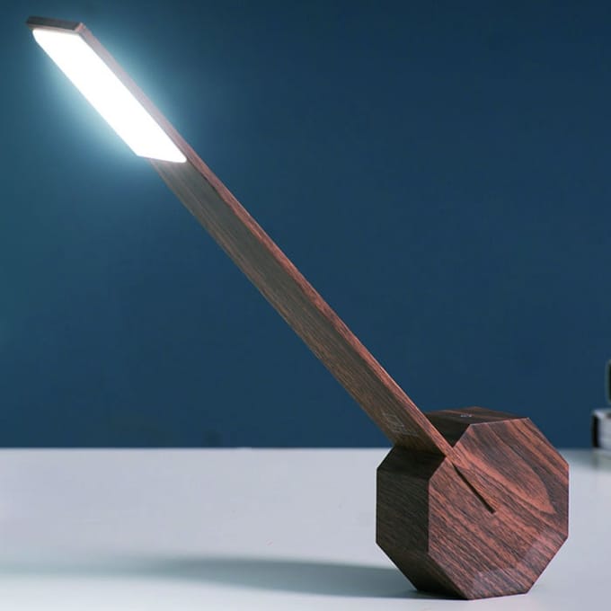 Gingko Bureaulamp Tafellamp - Octagon One walnoot - dimbaar