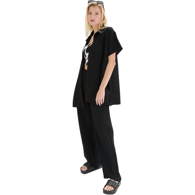 Lange wijde soepelvallende broek dames 24 Colours