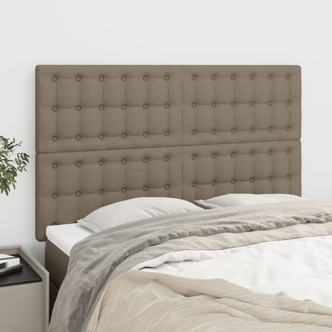 vidaXL - Hoofdbord - taupe - 144x5x118/128 - cm - Stof
