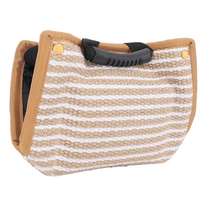 Hondentraining Bijtkussen Scheurbestendig Interactief Speelspeelgoed Jute Pad Hond Bijtmouw Trainingsuitrusting met Handvatten beige