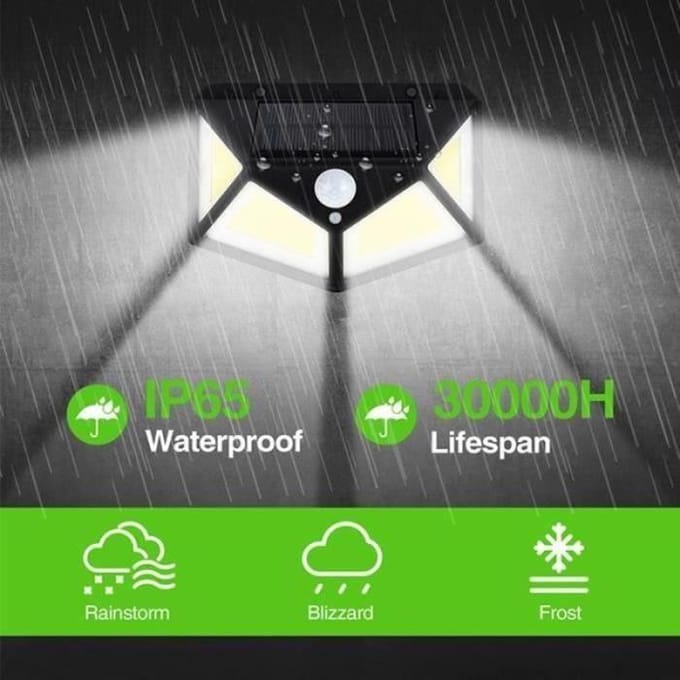 Lampe de jardin solaire - Lampe Solaire - 100 LED - Etanche - Détecteur de Mouvement - 3 Modes d'Éclairage