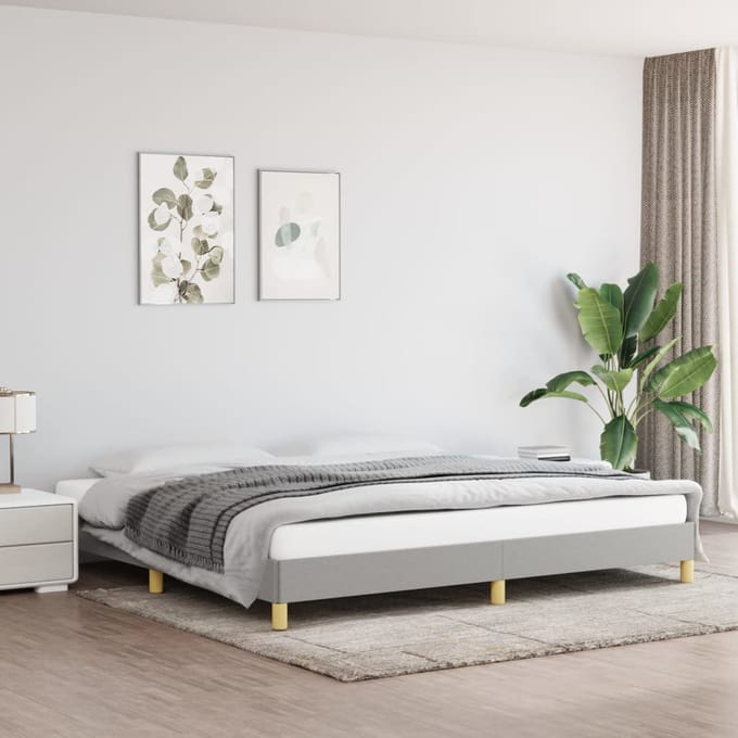 vidaXL - Bedframe - zonder - matras - stof - lichtgrijs - 200x200 - cm