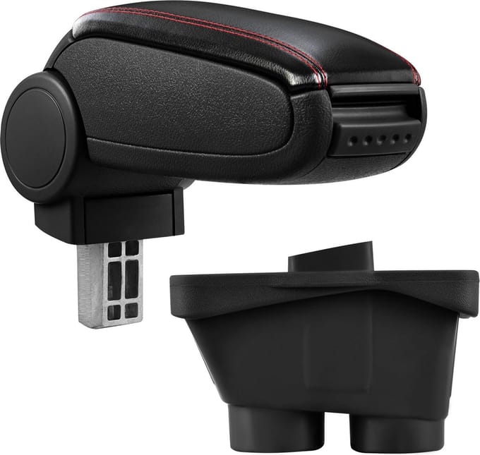 Armsteun Peugeot 208 vanaf 2012 kunstleer zwart rood stiksel