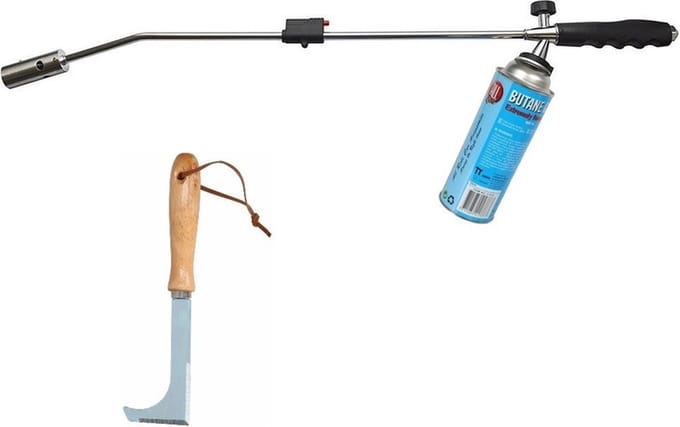 Onkruidbrander / onkruidverdelger op gas + 1 gasbus en gratis onkruidkrabber