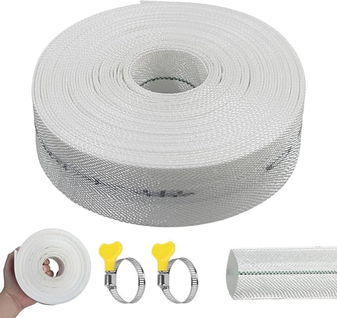 Woven Slang - Platte Slang Set - Water Afvoeren - Opvouwbaar Ontwerp - 10 Meter 32mm - Wit