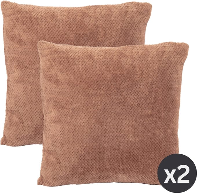 Tiseco - Kussen PIPPA (gevuld) - SET/2 - Zachte Jacquard Flanel - 45x45 cm - bruin