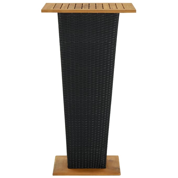 vidaXL - Bartafel - 60x60x110 - cm - poly - rattan - en - massief - acaciahout - zwart