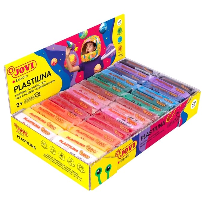 Display van 30 verschillende boetseerdeegblokken 50gr Jovi