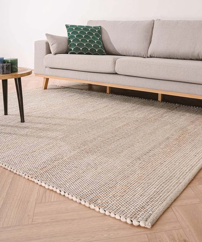 Wollen vloerkleed - Lett wit/beige 200x290