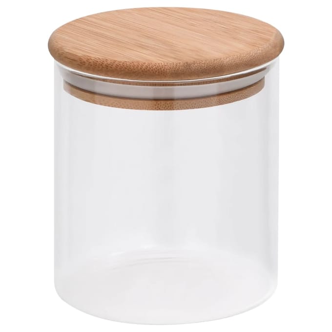 vidaXL - Opbergpotten - met - bamboe - deksel - 6 - st - 600 - ml - glas