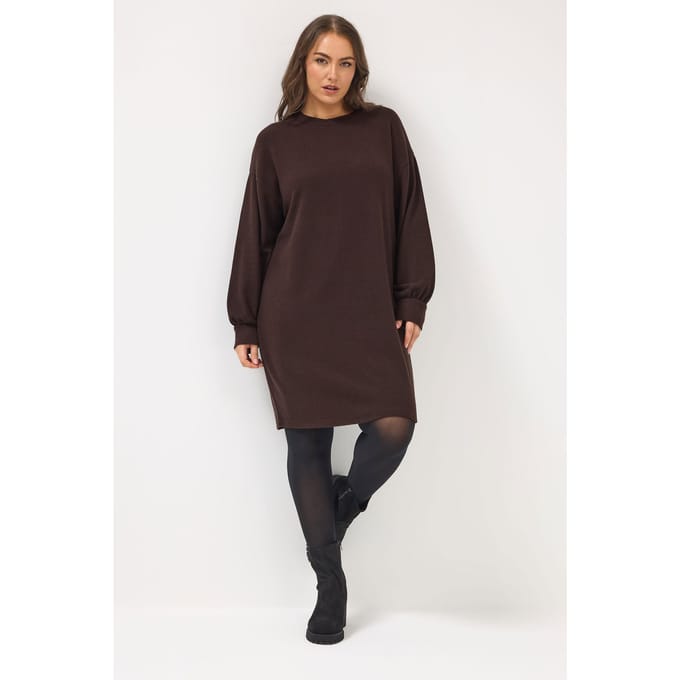 Yours Chocoladebruine Sweatshirtjurk Size 42