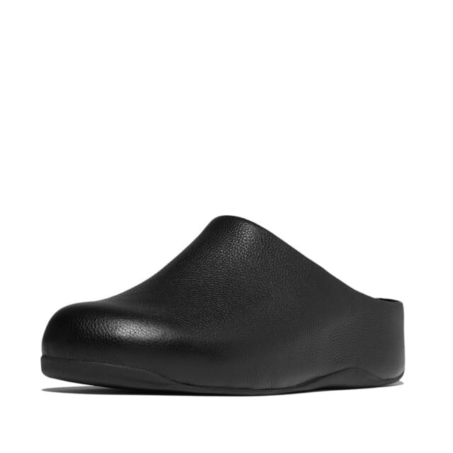 FitFlop FitFlop Shuv Tumbled-Leather Clogs ZWART - Maat 36