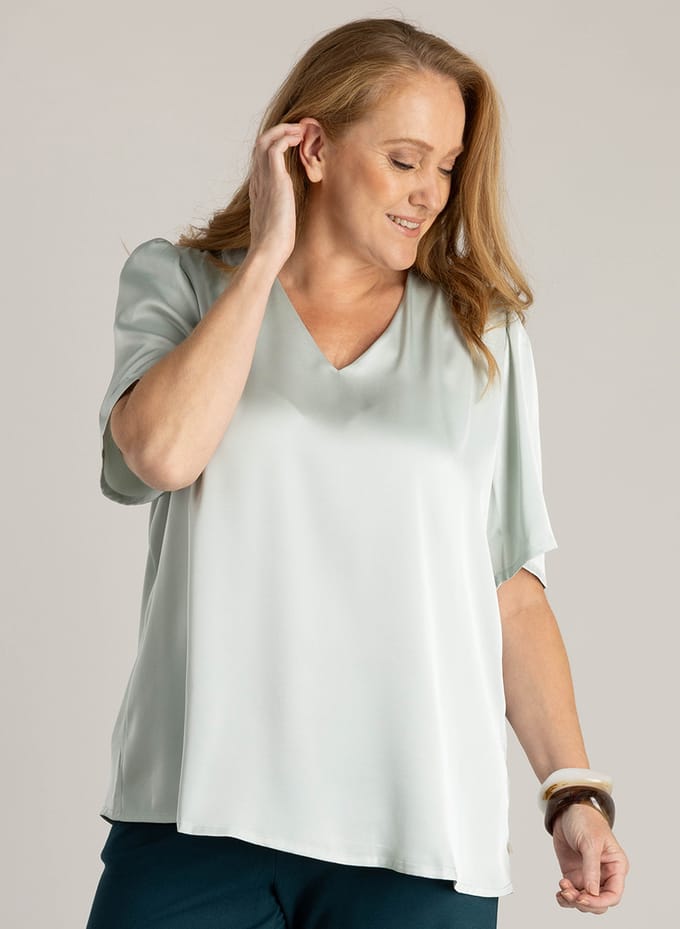 YEST CURVE Tjitske Essential Tops - Mint Grey - maat X-0(44)