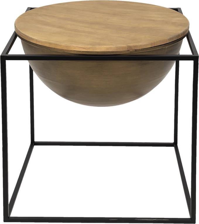 Clayre & Eef Bijzettafel 53x53x55 cm Bruin Zwart IJzer