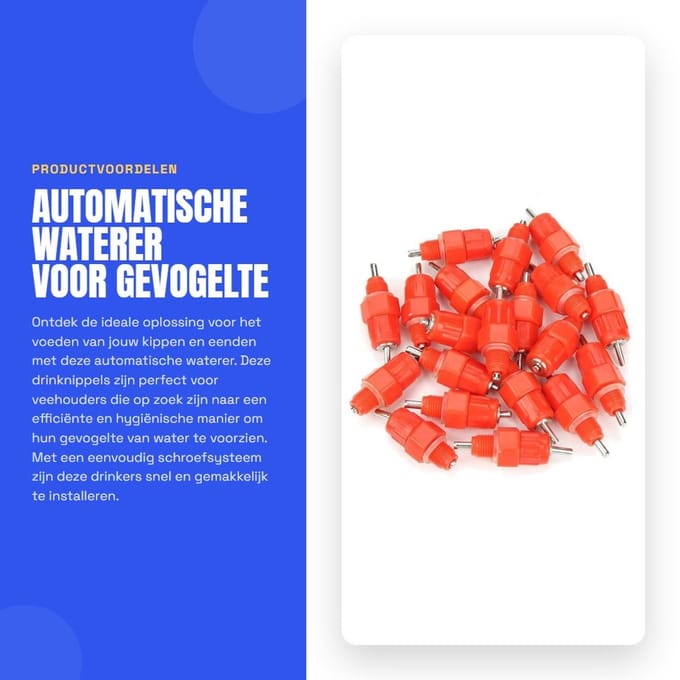 Dailygoods- Waterer Automatisch - 20 Stuks - Drinknippels - Roestvrij