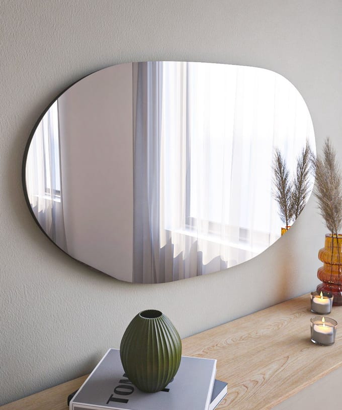 Skye Decor, Spiegel, Vanomi - Black, MDF, Zwart, 52 x 2,2 x 89 cm