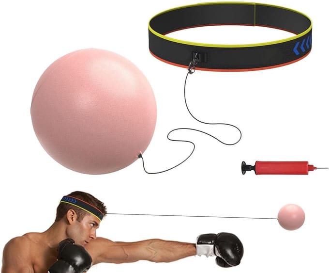 Boks Reflexbal - Trainingsset Kinderen - Coördinatie Training - Verstelbare Hoofdband - 19 x 10 x 8 cm - Roze