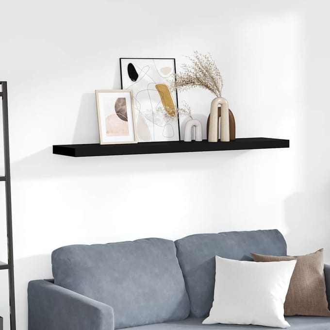 vidaXL - Wandschap - zwevend - 120x23,5x3,8 - cm - MDF - zwart