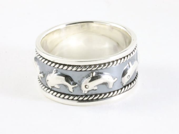 Zilveren ring met dolfijnen - maat 18