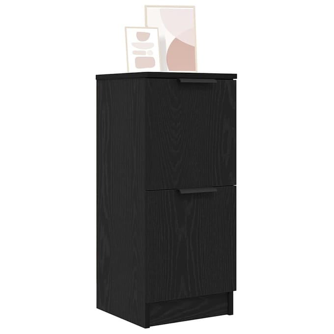 vidaXL - Dressoir - Zwart - Eiken - 30 - x - 30 - x - 70 - cm - Bewerkt - hout