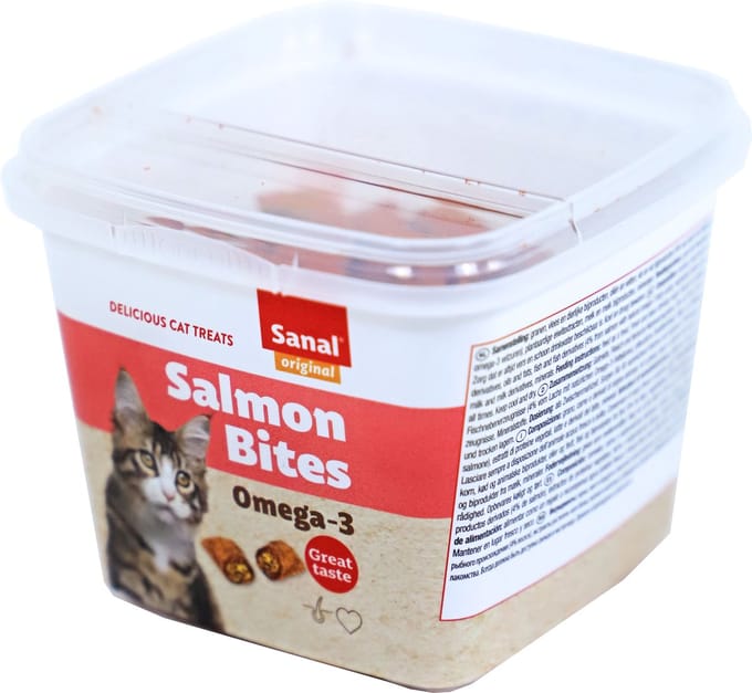 Sanal kat salmon bites cups, prijs per 2 emmertjes van 75 gram - 8,6 x 8,6 x 6,8cm