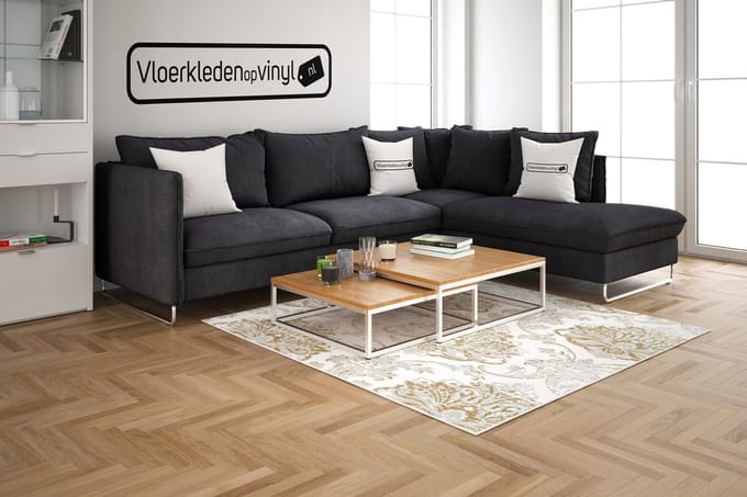 Vinyl | Vloerkleed vinyl | Barok beige | 95x145 cm