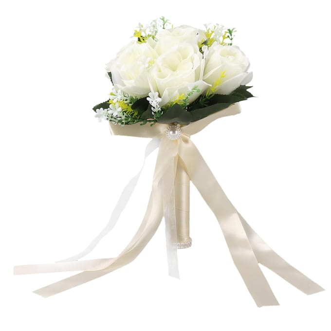 Bruidsboeketten Zijde en Plastic Romantisch Exquise Comfortabel Handvat Mooi Bruidsboeket white