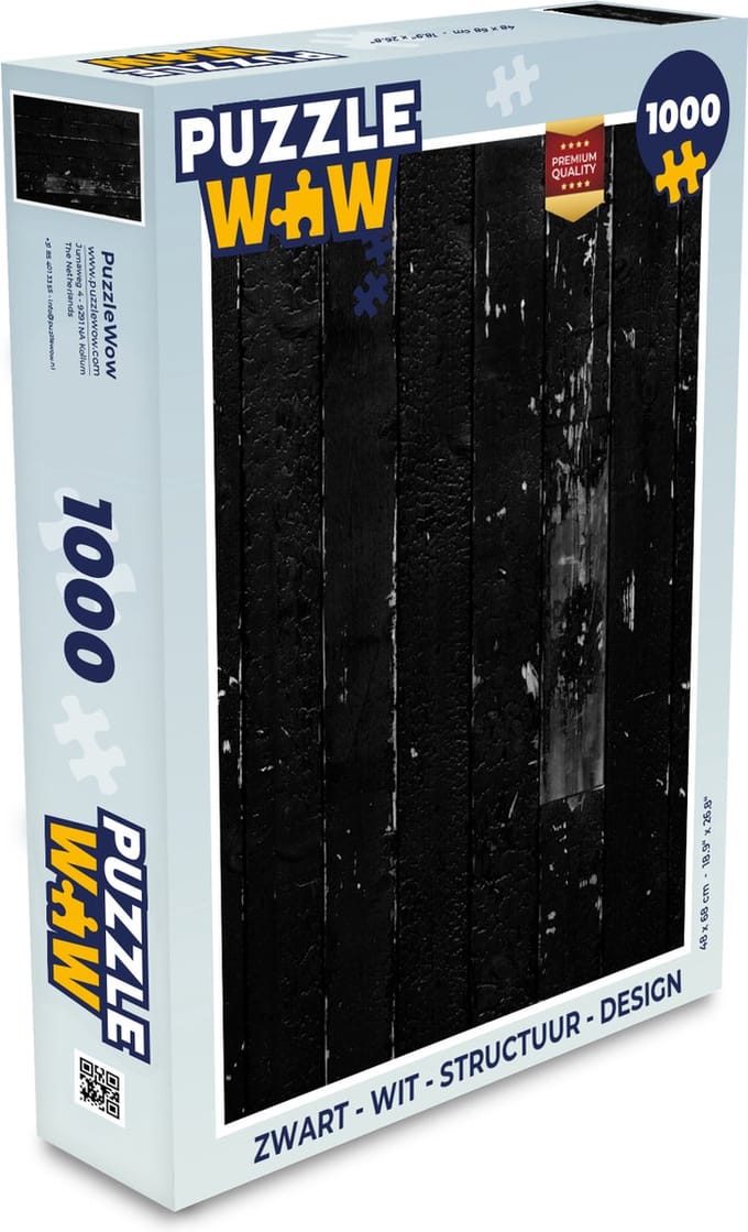 Puzzel Zwart - Wit - Structuur - Design - Legpuzzel - Puzzel 1000 stukjes volwassenen