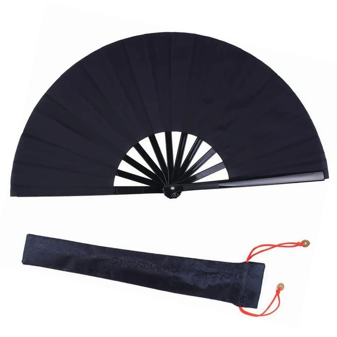 Kung Fu Waaier Opvouwbare Zwarte Handwaaier voor Podiumoptredens Feesten Decoraties Jubilea black