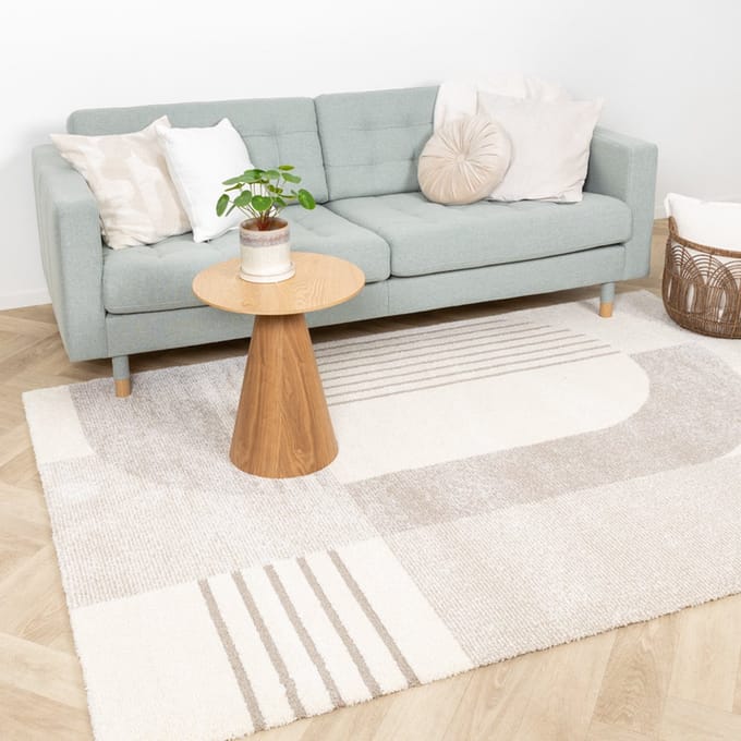 FRAAI Hoogpolig vloerkleed - Serene Shapes Creme | Vredig! - 80x150cm