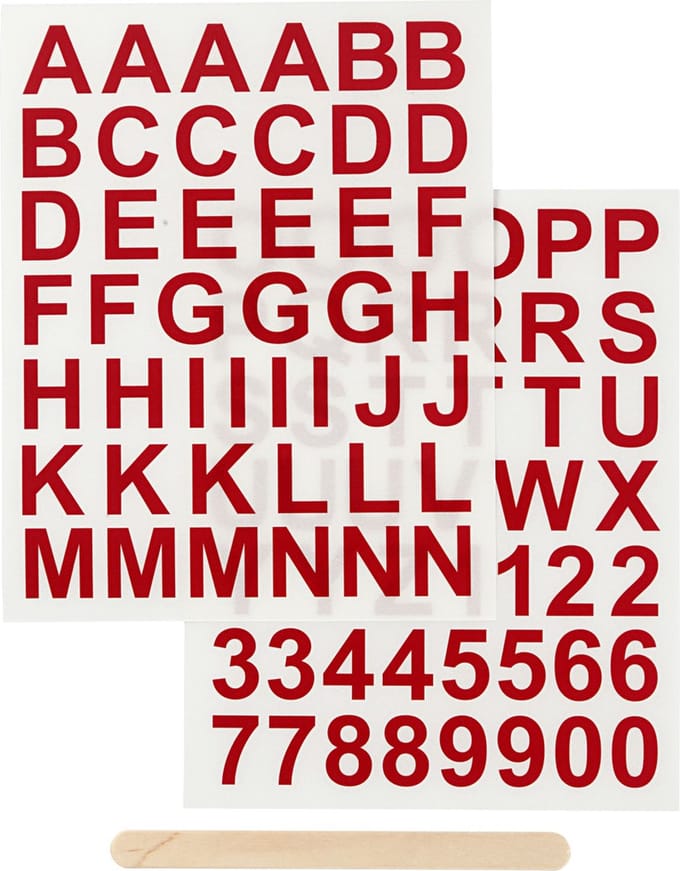 CC Rub-On Sticker Letters en Cijfers Rood