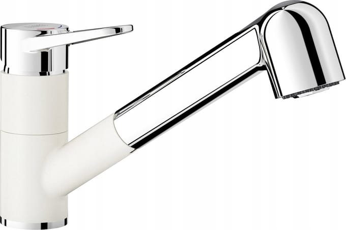 Blanco Wega-S II Keukenmengkraan Silgranit-Look Wit/Chroom met Uittrekbare Uitloop