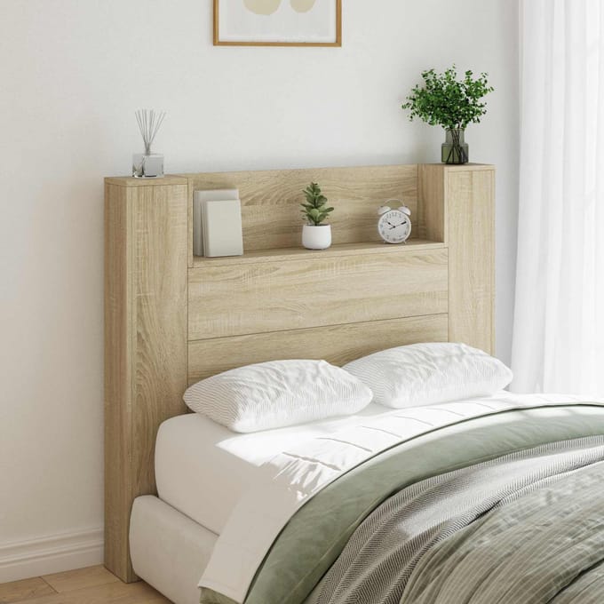vidaXL - Hoofdeinde - Kast - met - LED - Sonoma - Eiken - Bewerkt - hout