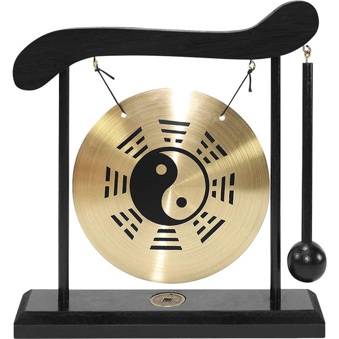 Mini Table Gong de bureau, carillon éolien, Instruments de Percussion avec maillet pour décoration de maison, pendaison de crémaillère Chinese Gossip Chart