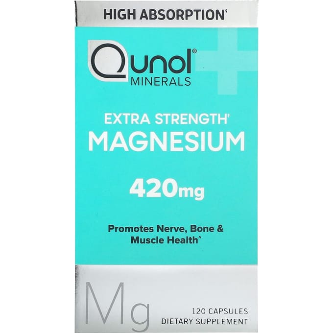 Qunol, Magnesium, Extra Sterkte, 420 mg, 120 Capsules (210 mg per capsule)