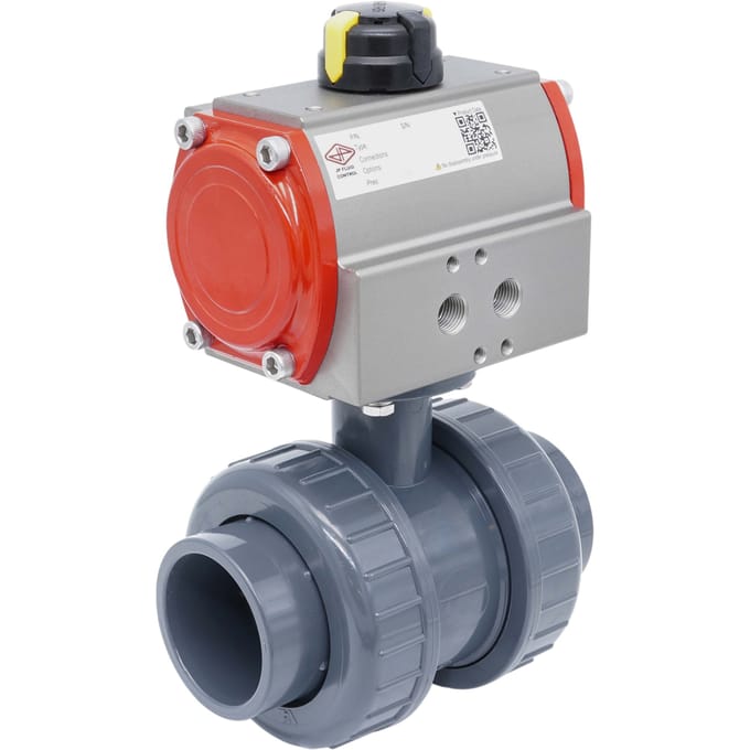 50mm 2-Weg PVC Pneumatische Kogelkraan Dubbelwerkend