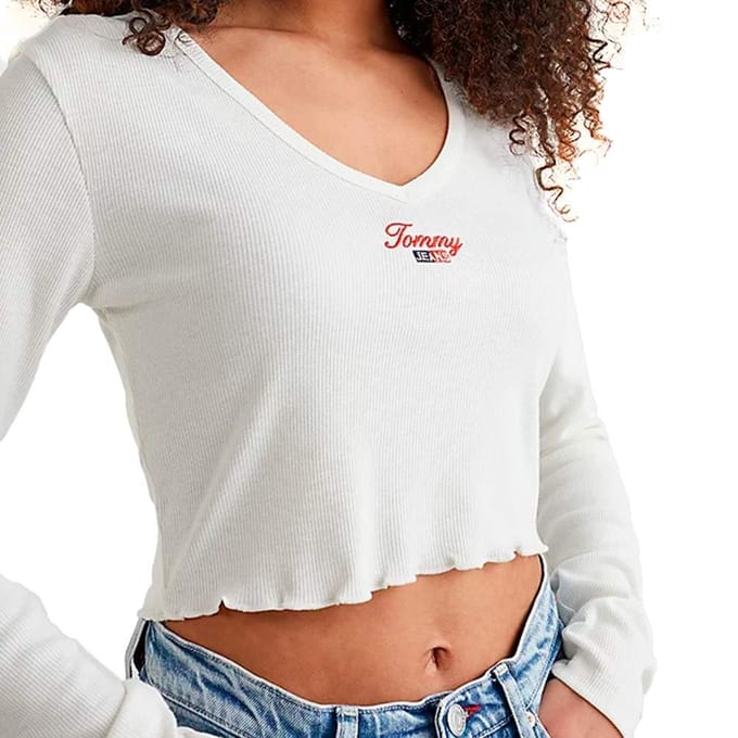 Tommy Jeans T-shirt met klassiek logo voor dames