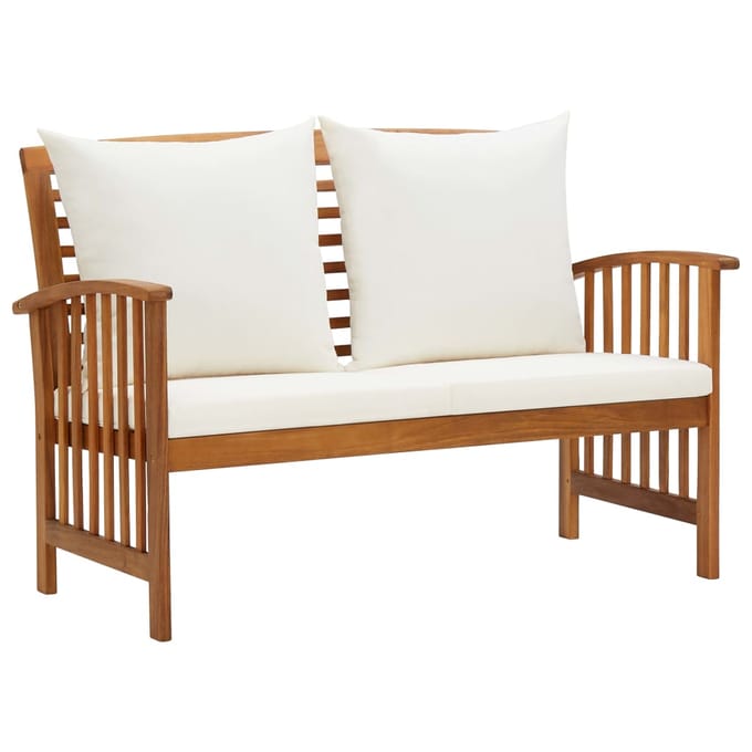 vidaXL - 4-delige - Loungeset - met - kussens - massief - acaciahout
